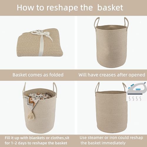 XUANGUO Cotton Rope Laundry Basket Hamper - Image 7