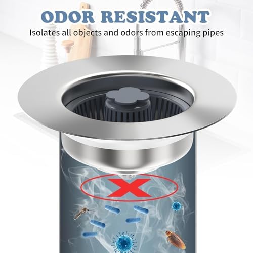 2 Pack Sink Drain Strainer, 3 in 1 Kitchen Sink Stopper - Image 2