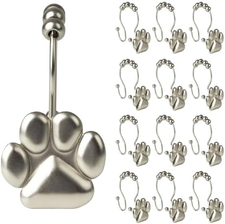 Sunlit Fashion Design Cute Paw Print Polished Double Shower Curtain Hooks by Sunlit