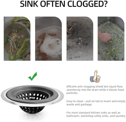 Silicone Strainer for Kitchen Sink, 2 Pack, Stainless Steel Reinforced - Image 3