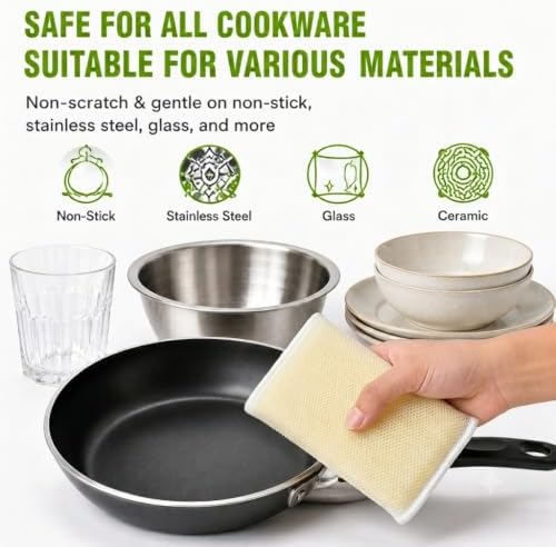 6-Pack PuoWeo Kitchen Sponges Non-Scratch Heavy Duty Dish Sponge Cleaning - Image 4