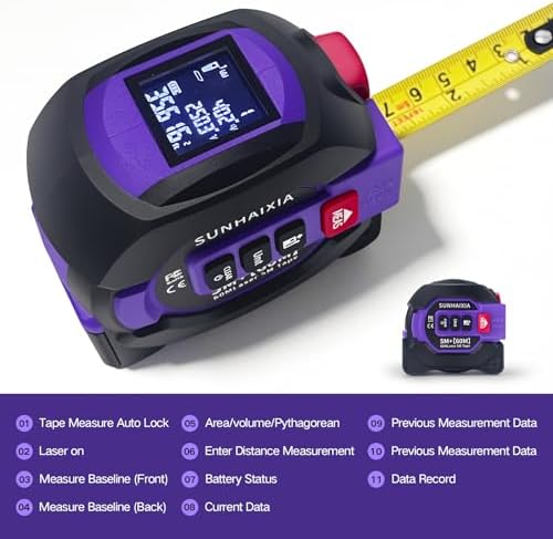 3 in 1 Digital Laser Tape Measure 197ft/60m Laser Distance Meter LCD - Image 3
