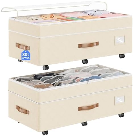 Budding Joy 80L 2 Pack Adjustable Under Bed Storage by BuddingJoy-BuildaJoyfulLifeforYou