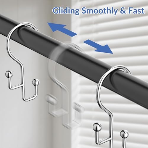 Goowin Shower Curtain Hooks, Anti-drop Metal Shower Curtain Rings Hooks - Image 4