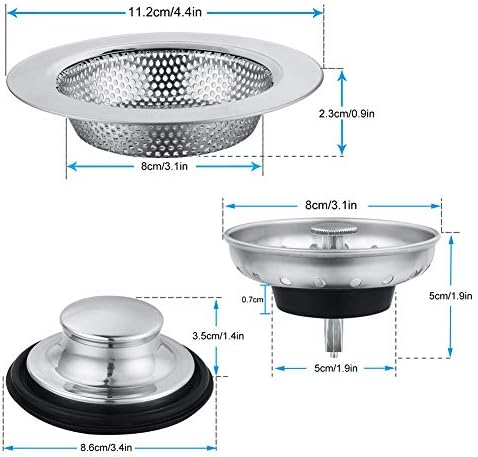 Kitchen Sink Drain Strainer 6 Pack Stainless Steel Sink Stopper, Anti-Clogging - Image 3
