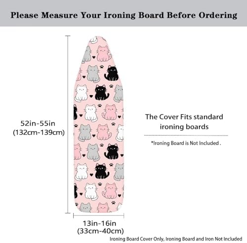 Pink Black Cat Ironing Board Cover Standard Ironing Board Cover - Image 5