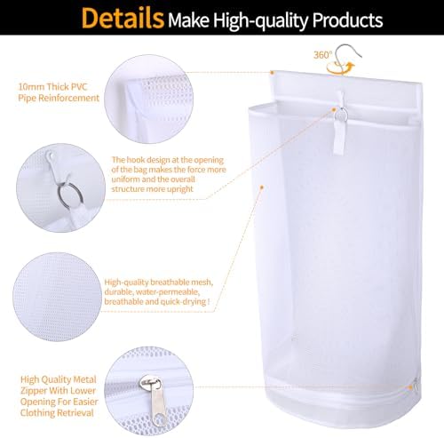 Hanging Collapsible Mesh Laundry Hamper - Image 3