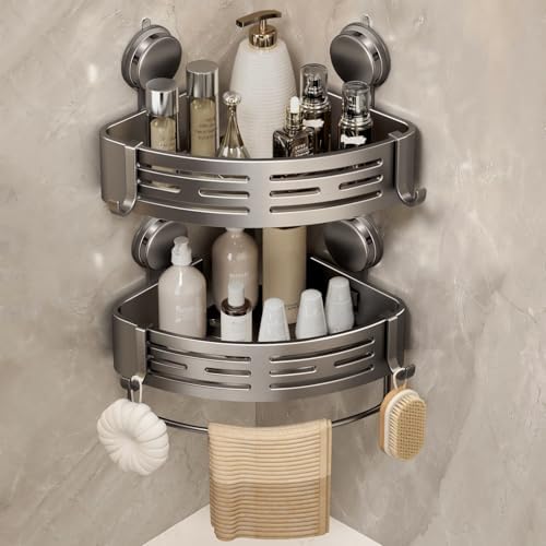 VOLPONE Corner Shower Caddy Suction Cup Shower Shelf Corner No Drilling by VOLPONE