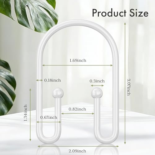 Bathway White Shower Curtain Hooks, Large Double Hook Shower Curtain Hooks Rust - Image 5