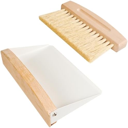 Small Dust Pan and Brush Set, Mini Hand Broom and Dustpan Set, Wooden Crumb by Nokiils