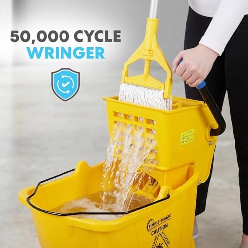 SIMPLI-Magic Side Press Wringer Combo Commercial Mop Bucket on Wheels, 35 Quart - Image 6