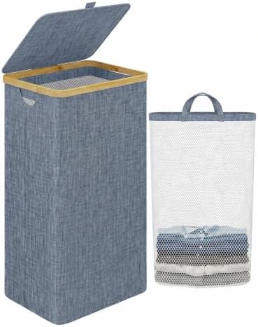 IEGrow Laundry Hamper with Lid, 110L Laundry Basket with Mesh Bags by iEGrow