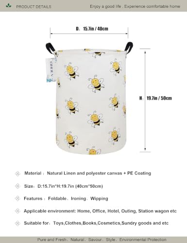 Round collapsible Large Bee Laundry Hamper - Image 2