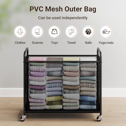 ELYKEN Laundry Hamper 4 Section, 140L Rolling Laundry Sorter - Image 7