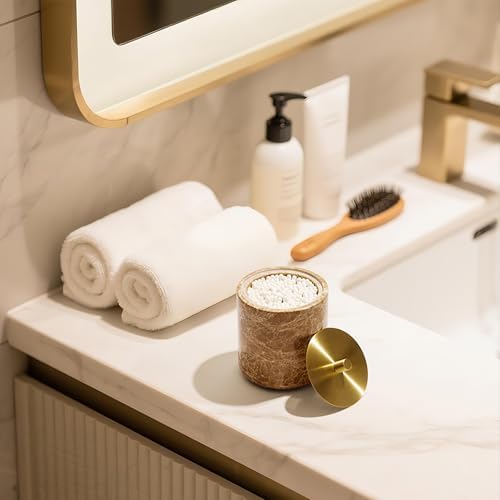 Marble Qtip Holder with Brass Lid - Image 4
