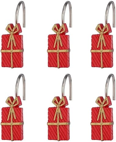 Two Fish Home Fashions Set of 12 Decorative Christmas Tree Resin Shower Curtain by TwoFishHomeFashionLLC