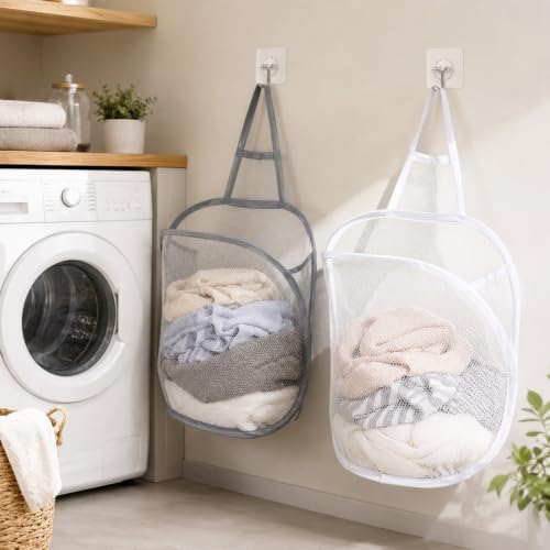 2 Pack Foldable Laundry Hamper, Hanging Laundry Hamper - Image 4