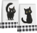 Jztco 2 Pcs Cute Cat Kitchen Towels, Cat Gifts Reusable Hand Towels-2 by Jztco