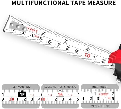 25 FT Self-Locking Steel Tape Measure, Retractable Measuring Tape - Image 4