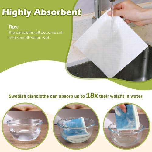 6 Pcs Swedish Paper Cloths for Kitchen, Reusable Paper Towels Washable - Image 4