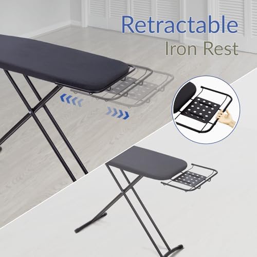 Ironing Board 48"x15" with Iron Rest, RAINHOL Black Full Size Iron Board - Image 2