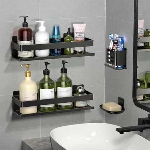 Shower Caddy, Shower Organizer 4 Pack, Adhesive Installation - Image 3