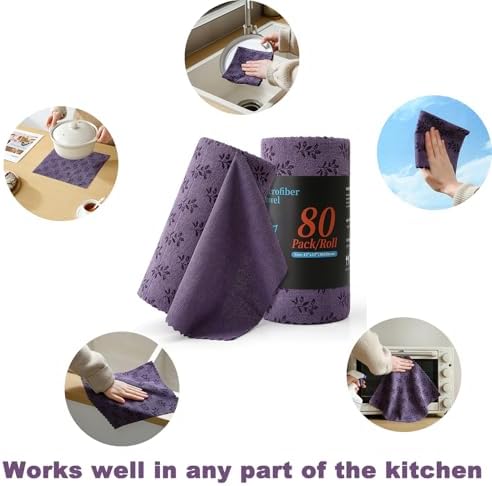 Microfiber Cleaning Cloth Roll, 80 Pack Cleaning Towels, Lint Free Rags Paper - Image 4