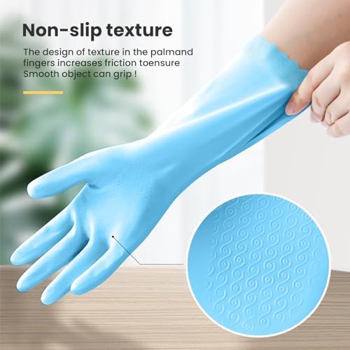 KAQ Rubber Kitchen Dishwashing Gloves: 4 Pairs Reusable Household Cleaning Glove - Image 5
