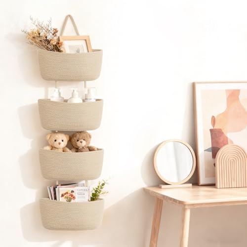 Dahey Over The Door Hanging Basket Storage 4-Tier Woven Wall Basket - Image 5