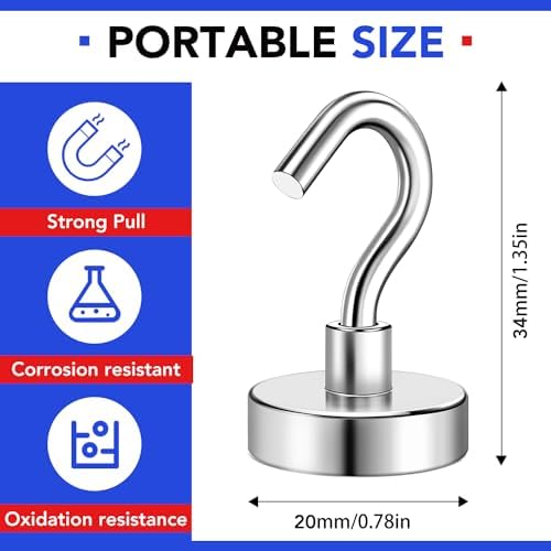 20Pcs Magnetic Hooks, 50Lbs Heavy Duty Magnets Hooks - Image 2