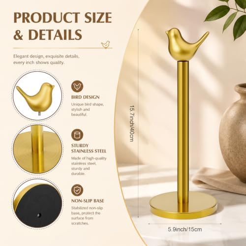 Gold Bird Paper Towel Holder Kitchen Decor Detachable Paper Towel Holder - Image 2