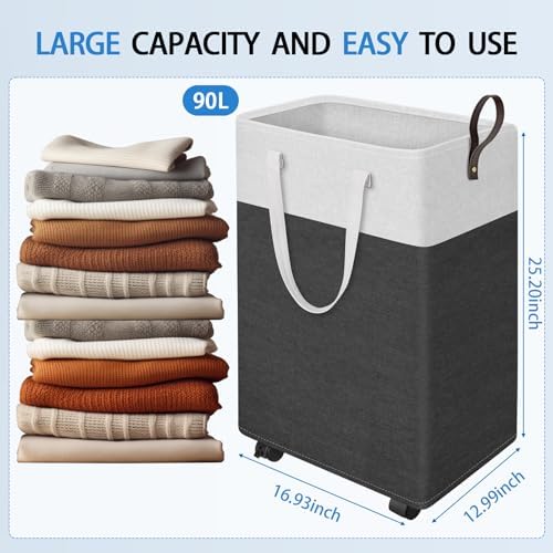 HomeHacks 90L Rolling Laundry Basket - Image 2
