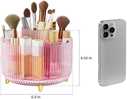 Clear Rotating Makeup Organizer Countertop - Image 4