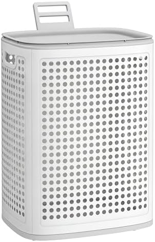 SONGMICS Laundry Hamper with Lid, 75 L Ventilated Basket, Cutout Handles by Unknown