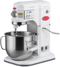 8 Qt Commercial Stand Mixer, White, Bowl Lift, 5-Speed with Timer, 600W Motor, Digital Controls, Stainless Steel Bowl, 12x16x19 Inches
