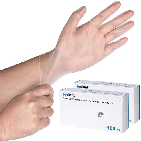 OKIAAS Clear Vinyl Disposable Gloves, Latex-Free, Powder-Free by OKIAAS
