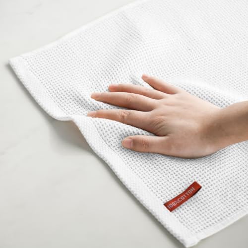 Artoid Mode 100% Cotton White Waffle Weave Kitchen Dish Cloths, 12x12 Inch - Image 5