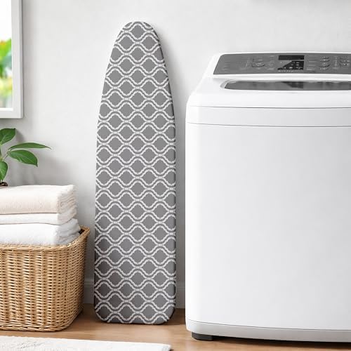 Ironing Board Cover and Pad, Thick Scorch Resistant Padding Gray Lattice Print - Image 7