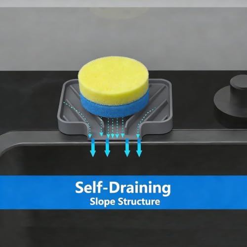 Sponge Holder for Kitchen Sink, Dish Sponge Holder Soap Tray - Image 4