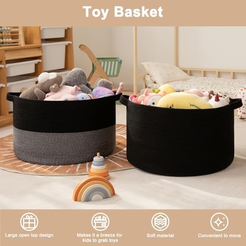 OIAHOMY 115L Extra Large Blanket Basket Living Room Laundry Basket Gray - Image 3