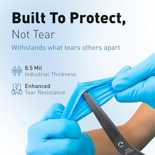 Raxwell 8.5 Mil Nitrile Gloves, Heavy Duty Cleaning Gloves, - Image 4