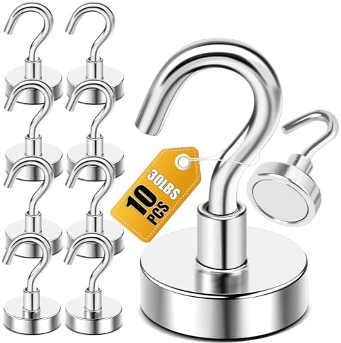 DIYMAG Magnetic Hooks, Strong Magents 10 Pack 30lbs by DIYMAG