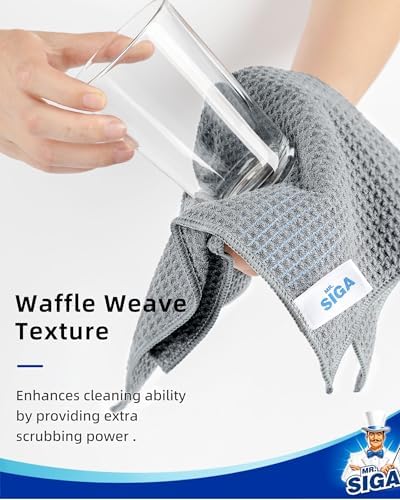 MR.SIGA Waffle Weave Cleaning Cloths, Ultra Absorbent and Lint Free, 6 Pack - Image 3