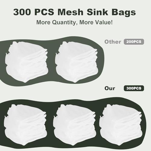 300 PCS Kitchen Sink Strainer Mesh Bag, Small Disposable Mesh Sink Strainer Bags - Image 4