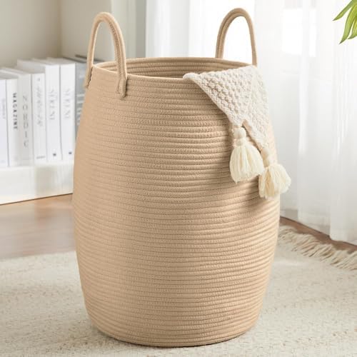 Extra Large Laundry Hamper Basket 105L Woven Blanket Basket, Jute Brown by Fionasmagic