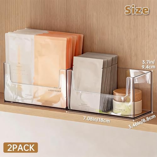 PAVSTINE 2 Pack Clear Medicine Cabinet Organizer, Slim Open Face Mask Storage - Image 2