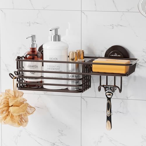 LEVERLOC Shower Caddy Suction Cup, Heavy Duty Bathroom Organizer by LEVERLOC