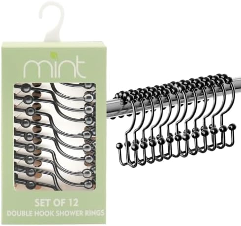 J&V TEXTILES Shower Curtain Hooks Rings, Rust Resistant Metal Double Glide - Image 5