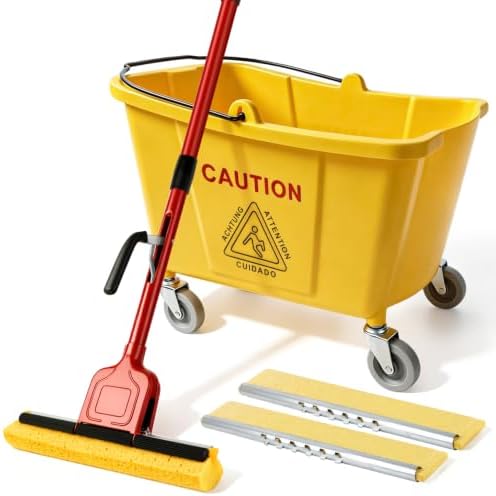Commercial Sponge Mop and Bucket Set by CleanHappyLivePretty