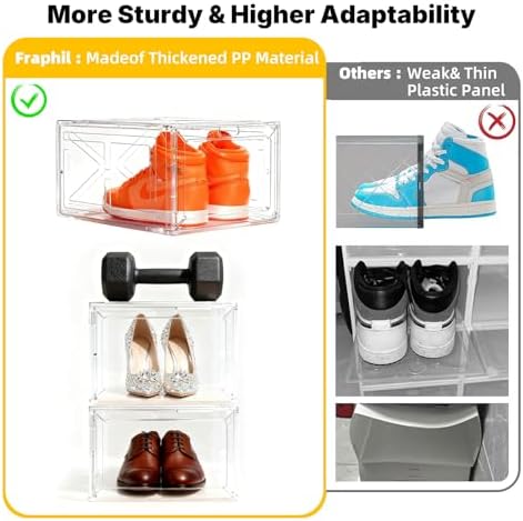 1 Pack Large Clear Shoe Box for Men’s Size 13 Sneakers, Stackable Drop-Front - Image 5